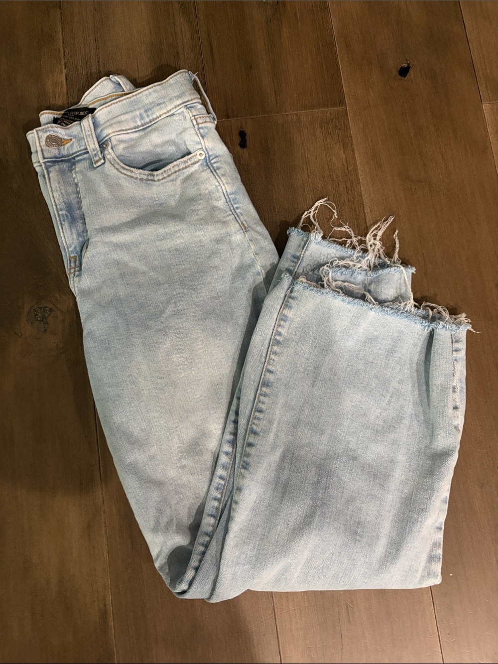 Banana Republic Light Blue Frayed Hem Wide Leg Jean